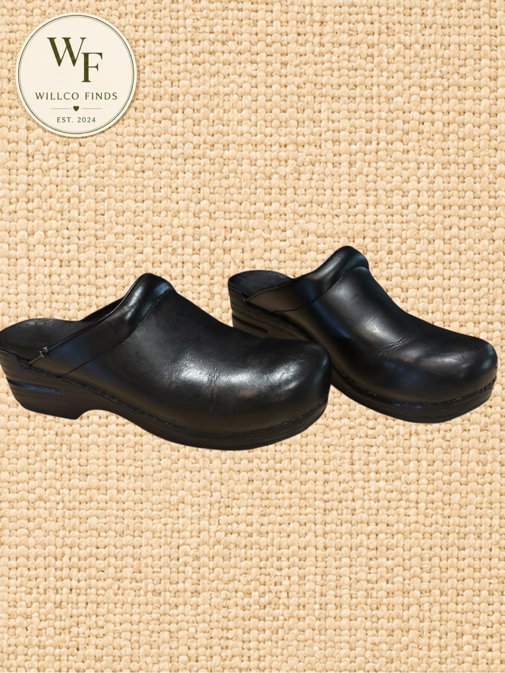 Dansko Black Leather Slip-On Clogs for Women